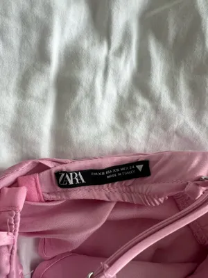 Zara Pink Asymmetric Handkerchief Hem Crop Top thumbnail 5