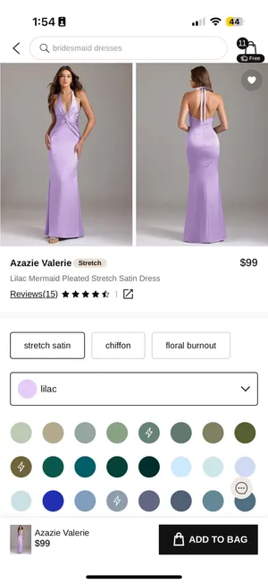 Lilac Satin Halter Bridesmaid Dress thumbnail 3