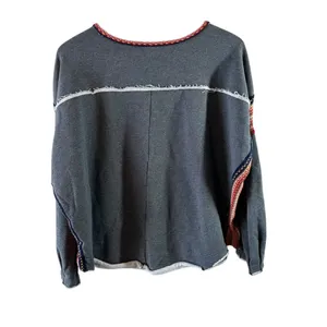 Natural Life Charcoal Tribal Trim Boho Sweatshirt Oversized Size S/M thumbnail 9
