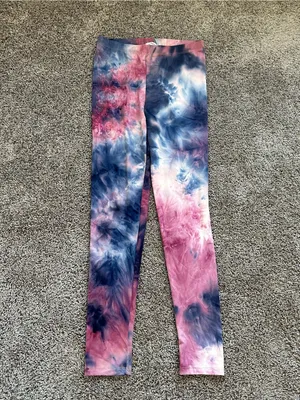 Tie-Dye Stretch Leggings in Pink & Blue thumbnail 2