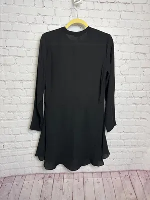 Aqua button down black midi swing dress size medium fairy grunge gothic witchy thumbnail 6