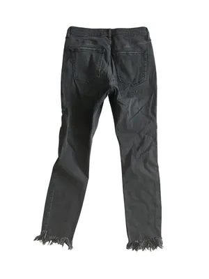 FREE PEOPLE Black Frayed Cigarette Ankle Jeans Size 27 thumbnail 3