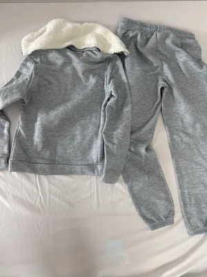 NYC Heather Gray Sherpa-Lined Zip Jacket and Joggers Sz M thumbnail 8