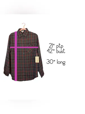 La Miel Plaid Oversized Shirt Gray Red Button Front Long Sleeve Top Small NWT thumbnail 11