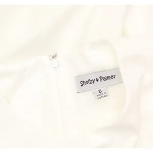 NWT Shelby & Palmer Womens Chiffon Sleeve Knit Ruched Front Dress White 6 thumbnail 5