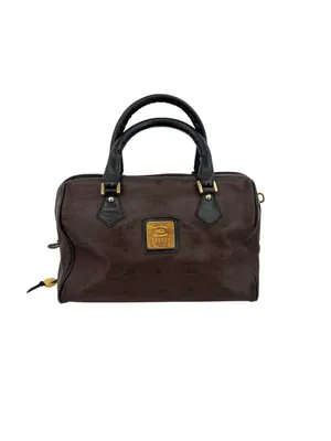 HCL Vintage 80s 90s Brown Leather Monogram Handbag Luxury Classic thumbnail 5