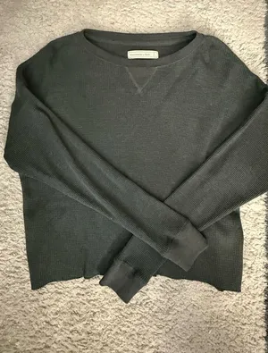 Abercrombie Dark Grey Long Sleeve Waffle Knit Henley thumbnail 1