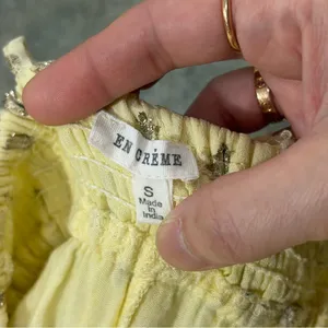 En Creme Womens Deep V-Neck Light Yellow Maxi Dress Sz S Wedding Party Beach EUC thumbnail 11