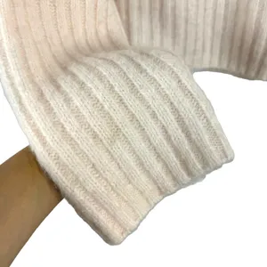 Zara Cream Light Pink Wool Alpaca Blend Ribbed Knit Turtleneck Sweater Medium thumbnail 16