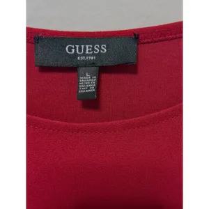 GUESS Sheath Dress Sz L Burgundy Sleeveless Side Knot Draped Professional Office thumbnail 4