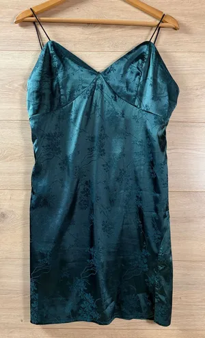 Romwe Satin Dark Green Slip Dress - US 8-10 thumbnail 1