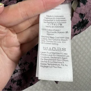 Madewell Purple‎ Black Floral Seesucker Peasant Top thumbnail 7