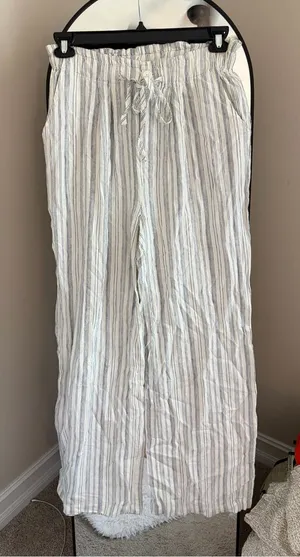 Thread & Supply White and Light Blue Striped Wide-Leg Pants thumbnail 1