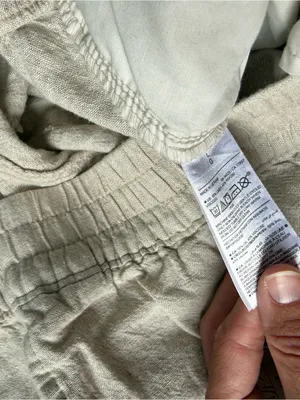 Old Navy Relaxed Linen Beach Pants Lounge Pants High Rise Straight Leg Beige Tan thumbnail 8