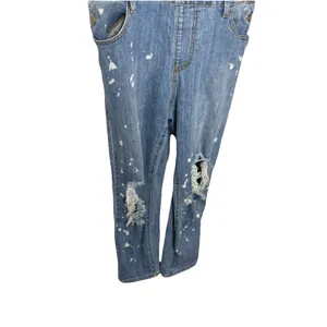 Forever 21+ Blue Denimwear Overalls Distressed Destroyed Med Wash Size 12 thumbnail 2