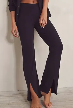 Free People FP Movement Women’s Black Pull On Split Hem Athletic Leggings Pants thumbnail 1