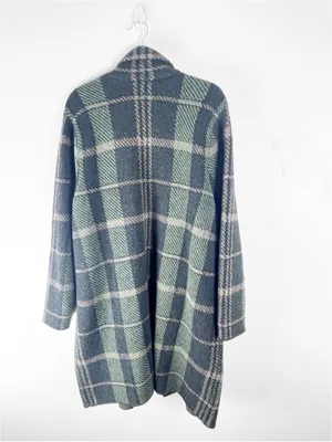 J. JILL Wool Blend Plaid Pockets Button Front Trench Coat Size XL Winter Cozy thumbnail 2