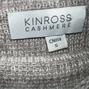Kinross 100% Cashmere Marled Gray Taupe Mock Neck Dolman Sleeve Sweater S thumbnail 9