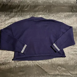 Aeropostale Womens medium Navy Blue Varsity. "87" Knit Sweater Cropped Crewneck thumbnail 2