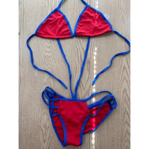 B5 New Women AMI Sexy 2Pc Blue red String 1pc or Bikini Ruched Cheeky Sm/Medium thumbnail 2