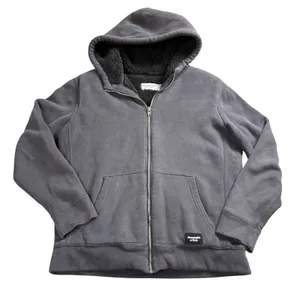 Abercrombie & Fitch Hoodie Women XS‎ Gray Sherpa Lined Zip Up Fleece Jacket thumbnail 1