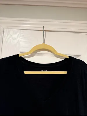 NWOT Madewell Size L Black V Neck Short Sleeve Slub Cotton Tee Shirt thumbnail 5