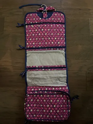 Vera Bradley Pink Navy Geometric Quilted Travel Tote thumbnail 2