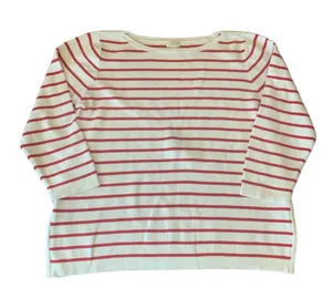 J.Crew Striped Crew Neck Sweater White Red Size L thumbnail 1
