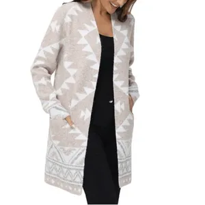 NWT Frye Ladies' Patterned Cardigan Sweater Oatmeal Combo M thumbnail 2