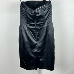 White House Black Market Black Satin Strapless Pleated Mini Dress Size 2 thumbnail 13