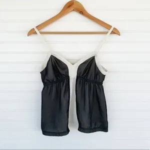 Elle Colorblock Empire Waist Camisole‎ XS Black Cream Adjustable Straps thumbnail 2