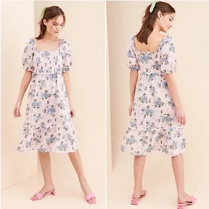Gal Meets Glam Baby Pink Blue Forever Floral Smocked Dress thumbnail 3
