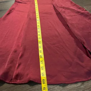 Burgundy one shoulder formal maxi dress thumbnail 2