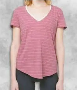 Lululemon NWOT Love Tee V-Neck Pink Striped Knit Top - Size Small thumbnail 1