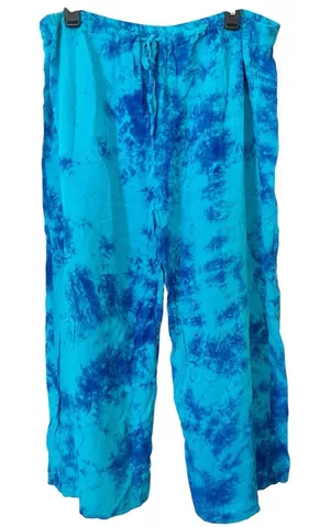 Tropics Clothing Blue Tie Dye‎ Lightweight Pull On Drawstring Pants Size Large thumbnail 1