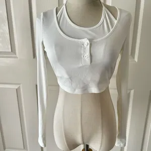 Cider  White Ribbed Crop Top thumbnail 3