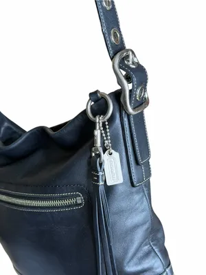 Vintage Coach 1415 Soho Slim Black Leather Hobo Fringe Tassel Shoulder Bag Y2K thumbnail 7