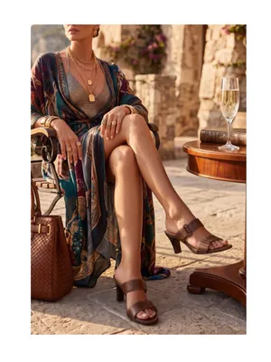 Vintage: Anne Klein 𖧷 Chunky Wood Heel Mules Sandals 𖧷 Brown Leather 𖧷 7.5M thumbnail 15