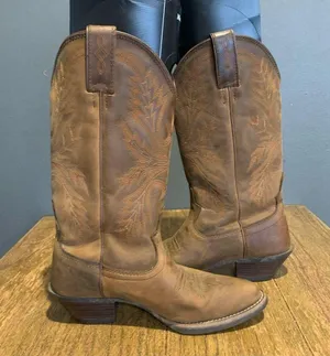 Justin Boots Women’s western cowboy size 6.5B riding boots brown leather thumbnail 9