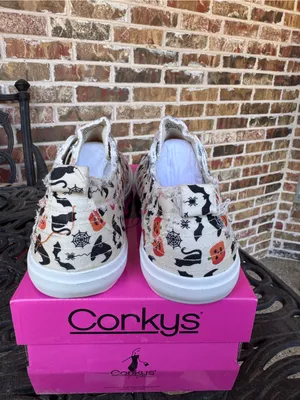 Corkys Babalu White Pumpkin Canvas Slip-On Women’s Size 10 Sneakers NIB thumbnail 6