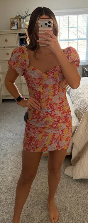 Lulus Colorful mini dress with puffy sleeves thumbnail 3