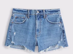 Abercrombie High Rise Mom Short - Blue Denim thumbnail 1