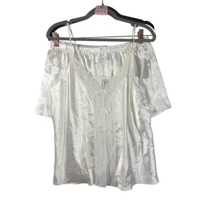 Flora Nikrooz Tiana Jacquard Cami Set Ivory Lace Satin Pajamas Q81619 Medium M thumbnail 2