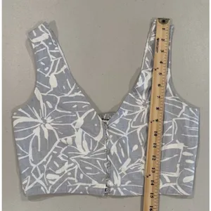 Madewell Linen Vest Crop Top 00 Floral Tropical Coastal Festival Travel Vaction thumbnail 5
