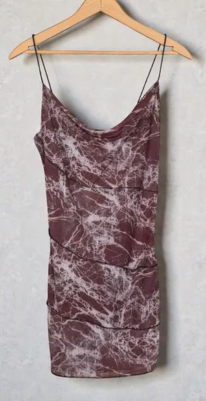Forever 21 Marble Print‎ Mesh Cowl Neck Mini Dress Size M thumbnail 1
