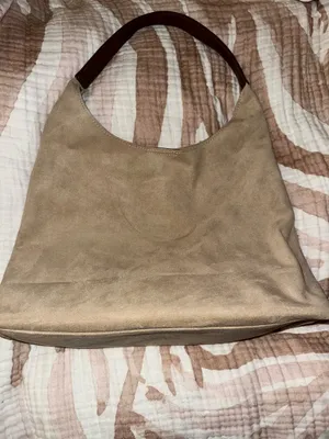 New Faux Suede Slouchy Hobo Bag & Pouch Multiple: Colors:tan Faux Suede Bag Faux Leather Pouch thumbnail 4