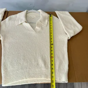 Roller Rabbit Organic Cotton‎ Blend Oversized Rocio Collared Sweater Cream Beige thumbnail 12