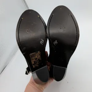 Frye Courtney‎ Black Suede Slingback Peep Toe Block Heel Booties Womens 7.5 B thumbnail 8