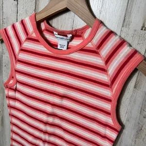 Vintage Y2K Abercrombie & Fitch Stripe Retro Preppy Girly Muscle Baby Tee Medium thumbnail 3