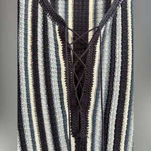 Free‎ People Tunic Sweater Mini Dress Boho Knit Navy Baby Blue Cozy Chic Small thumbnail 6